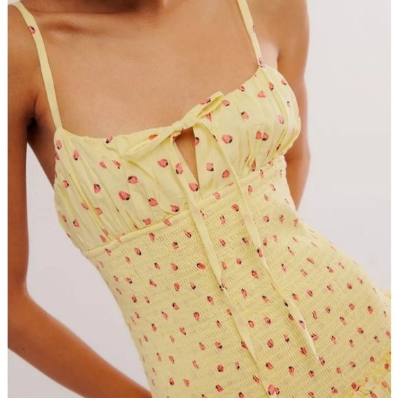 Free People, New, Lavender Daze Strawberry Lemon Smocked Midi Dress, Size Small - Picture 13 of 14
